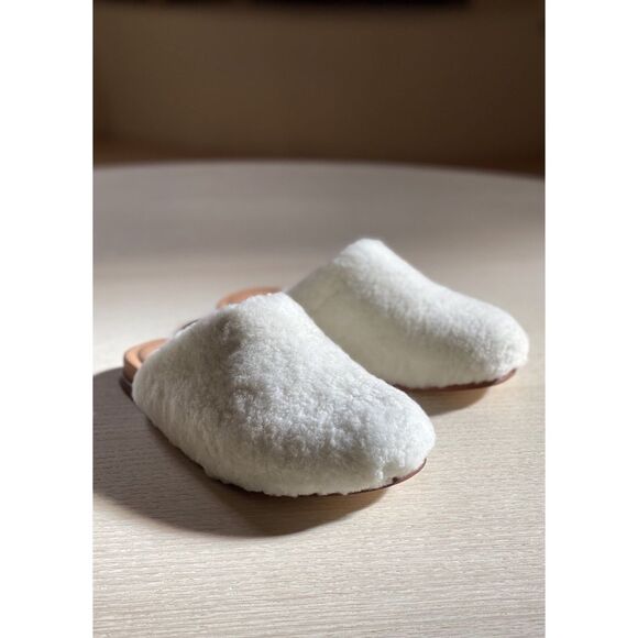 Anthropologie x Wal & Pai Ogden Shearling Leather Mule Clogs Sandals Slides - Picture 1 of 10